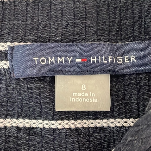NWT Tommy Hilfiger Womens Navy Striped Sleeveless Keyhole Dress SIZE 8 - Picture 4 of 6